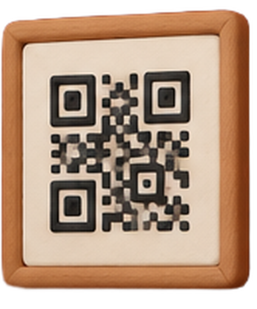 En utskriven QR-kod i en träram